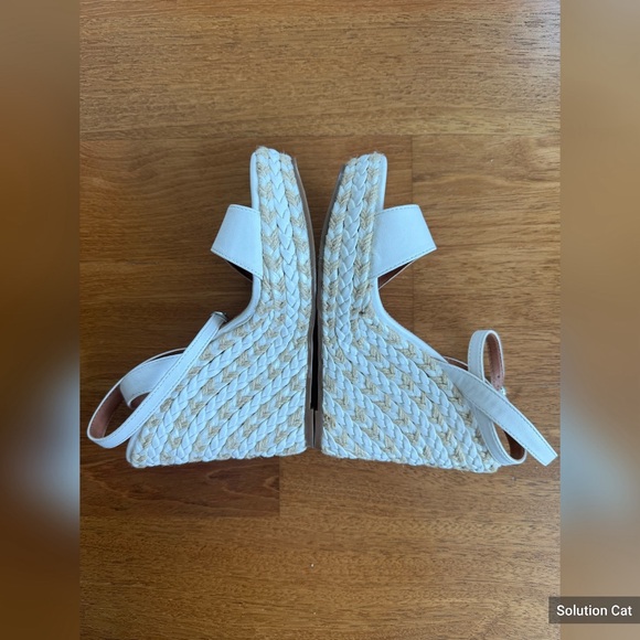 Cute Espadrille Wedges with Adjustable Strap in White & Neutral - Picture 5 of 7